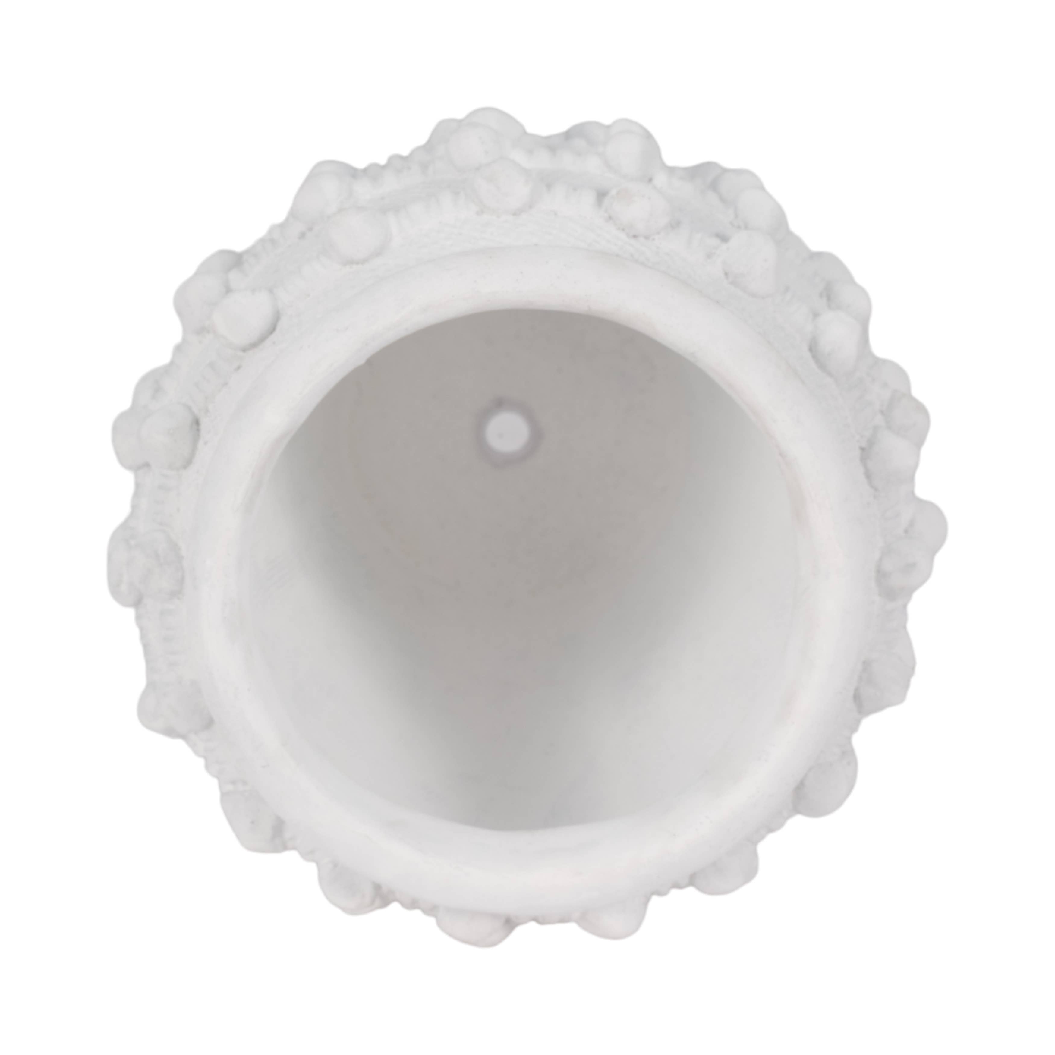 Ceramic Raised Textured Woven Knot Planter - White, 9 in.