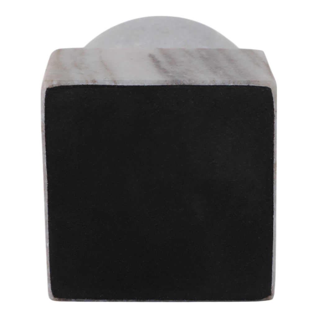 Marble Ball On Cube Taper Candle Holder - Gray, 5 in.