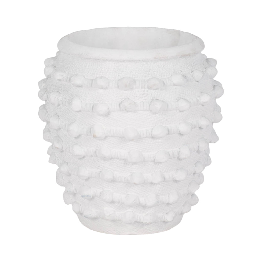 Ceramic Raised Textured Woven Knot Planter - White, 9 in.