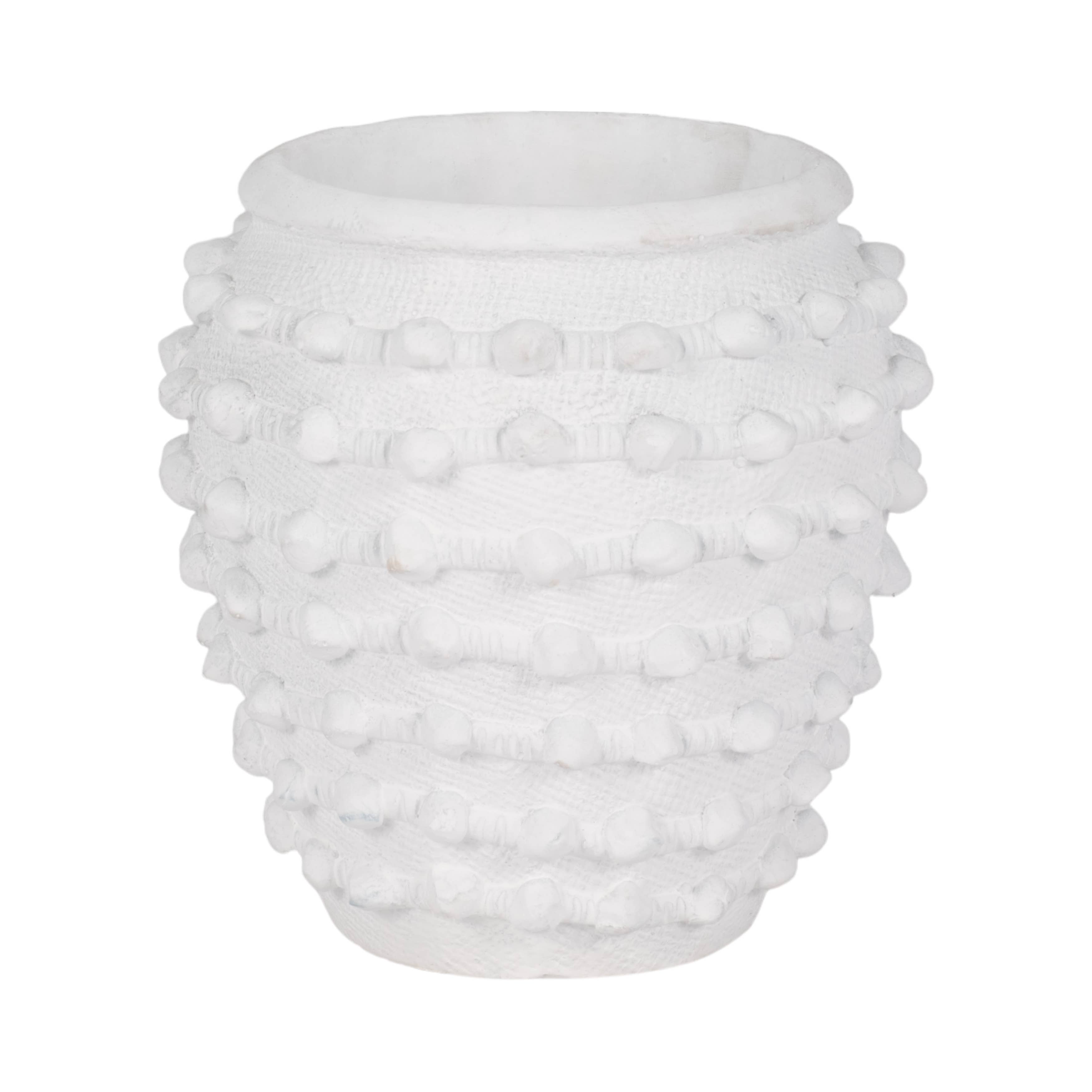 Ceramic Raised Textured Woven Knot Planter - White, 9 in.
