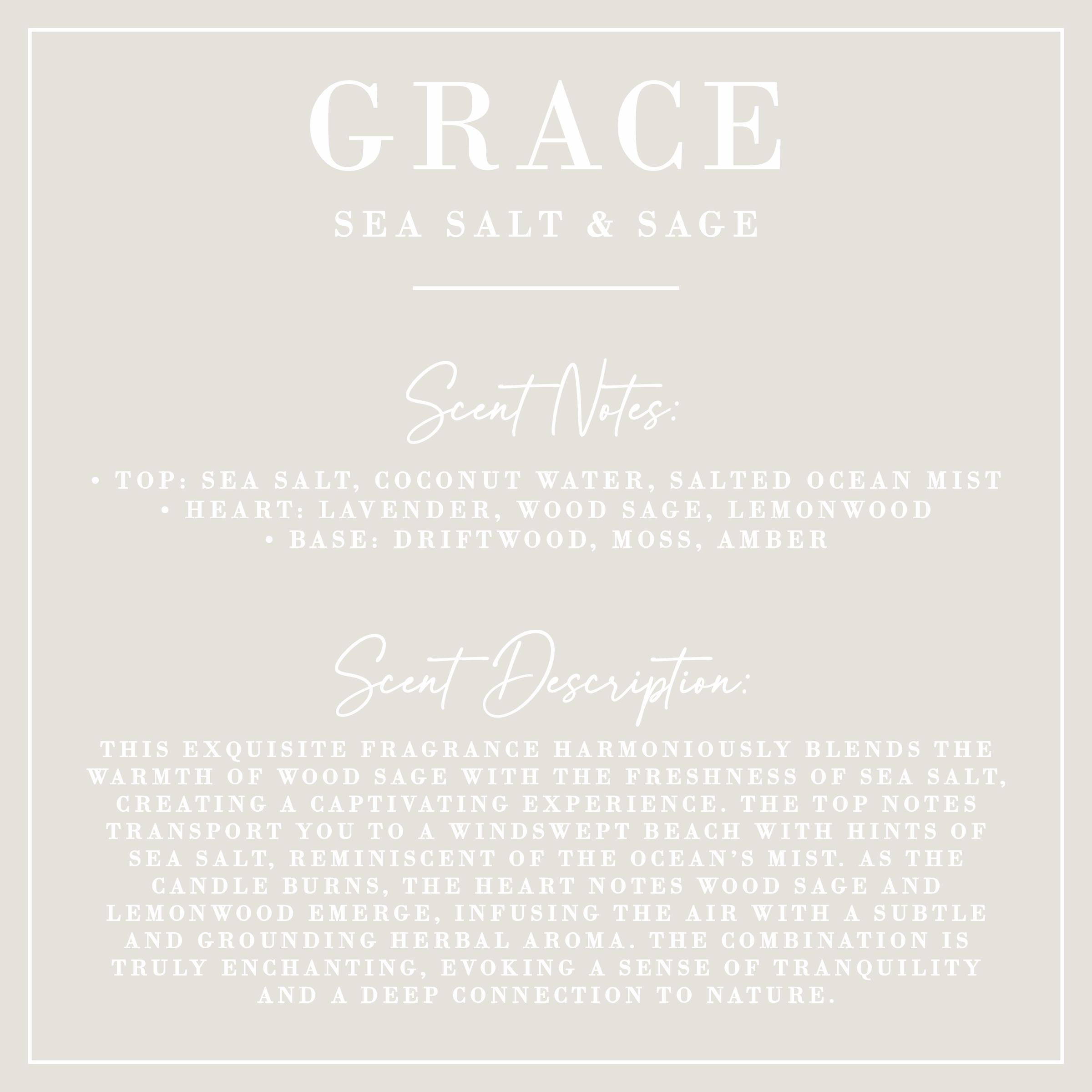 GRACE | Sea Salt + Sage Candle | Luxe Collection
