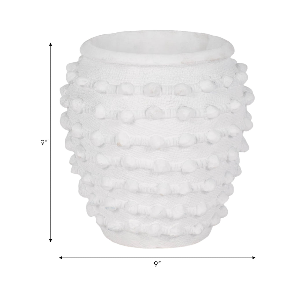 Ceramic Raised Textured Woven Knot Planter - White, 9 in.