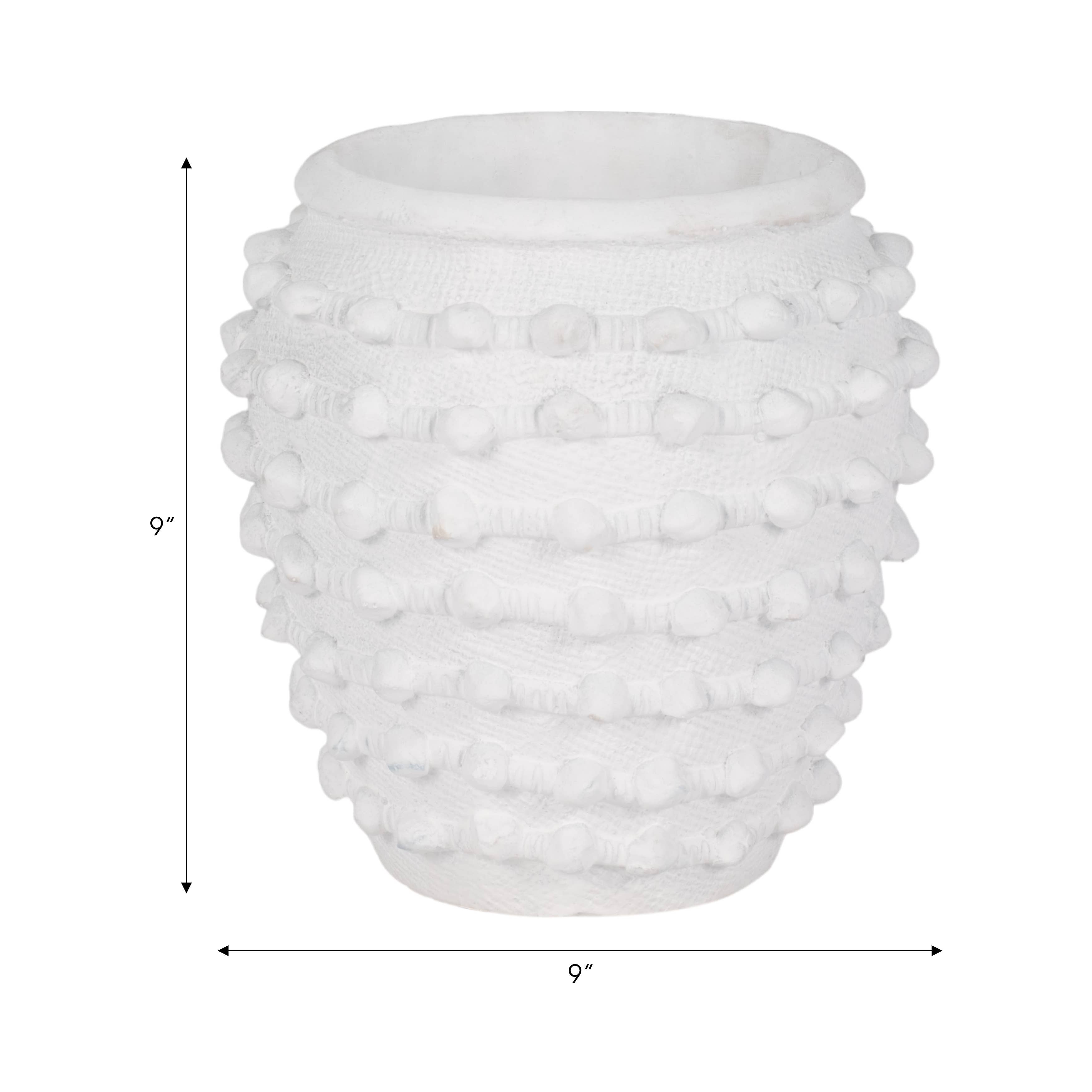 Ceramic Raised Textured Woven Knot Planter - White, 9 in.