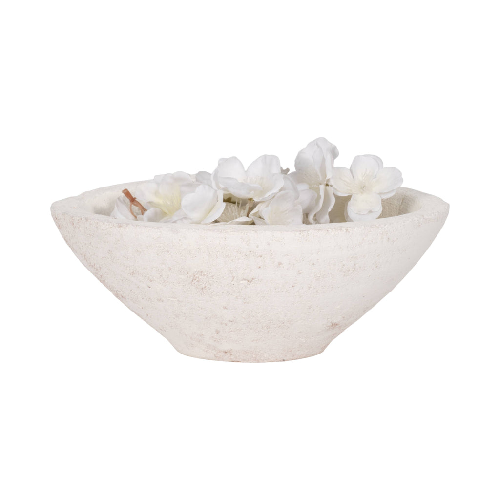 Ceramic Tapered Decorative Bowl Rough Finish - White, 10 in.