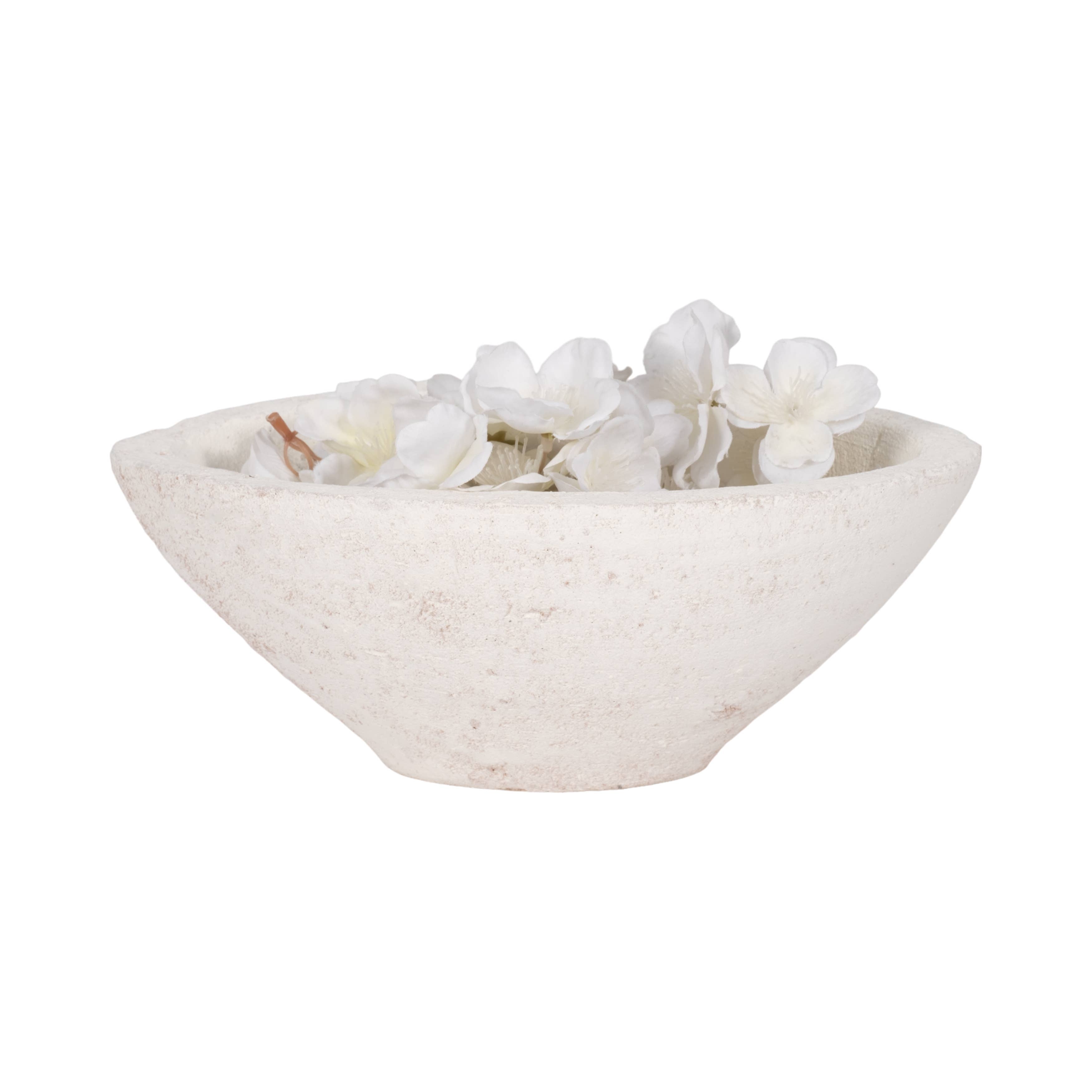 Ceramic Tapered Decorative Bowl Rough Finish - White, 10 in.