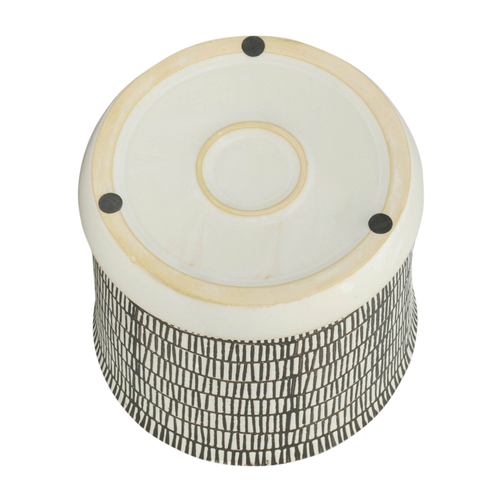 Ceramic Line Saucer Planter Pot Set of 2 - Beige, 6/8 in.