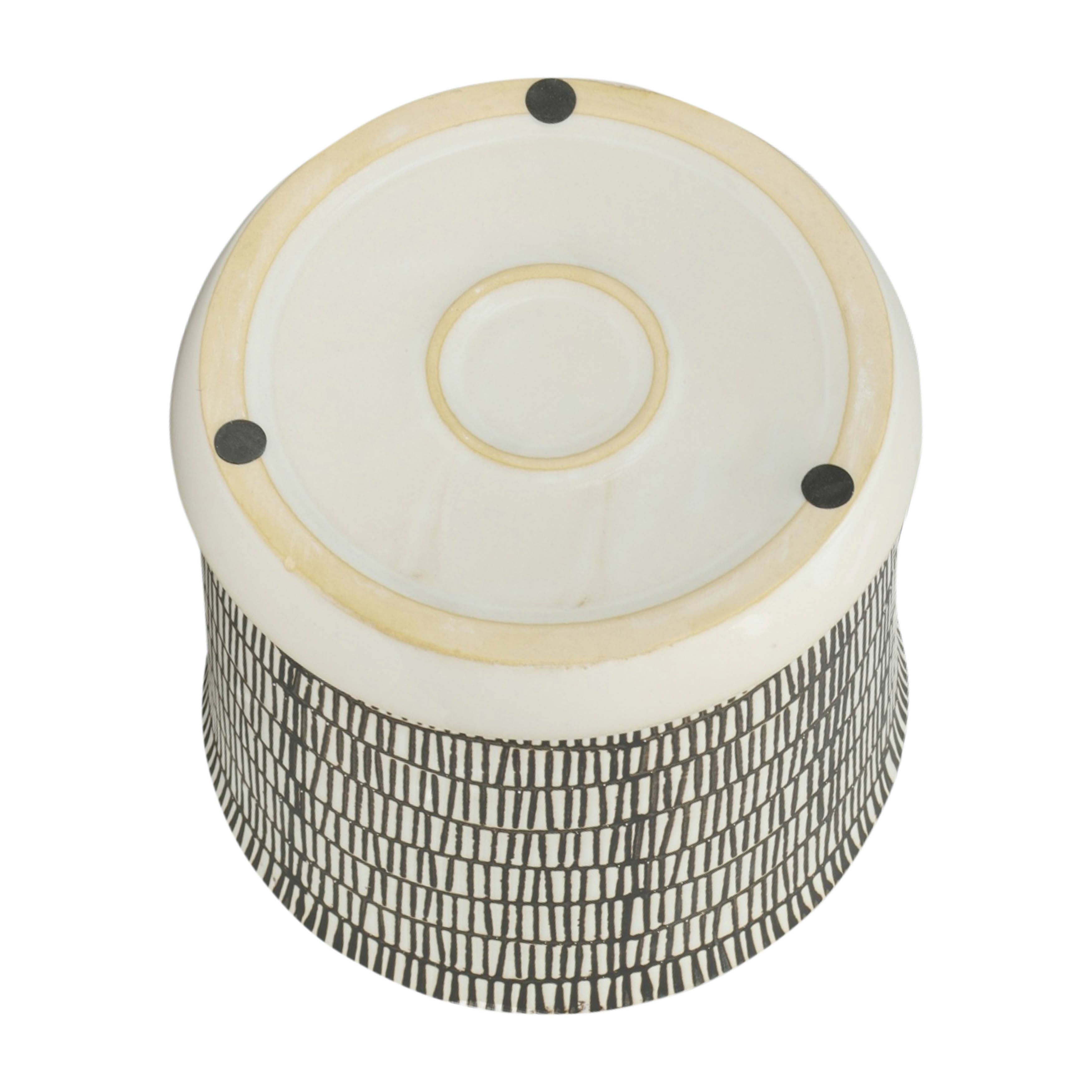 Ceramic Line Saucer Planter Pot Set of 2 - Beige, 6/8 in.