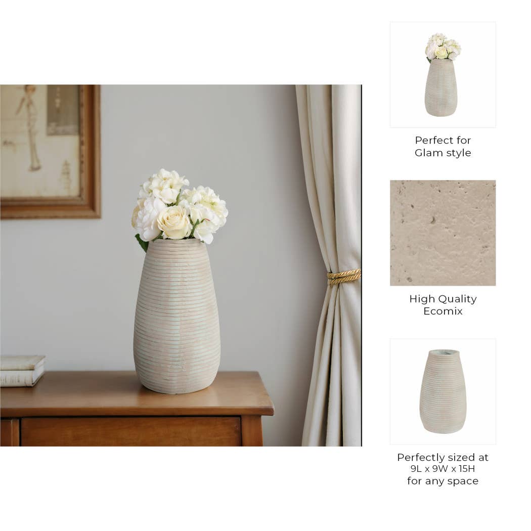 Ecomix Padma Contemporary Decorative Vase - Teal, 15 in.