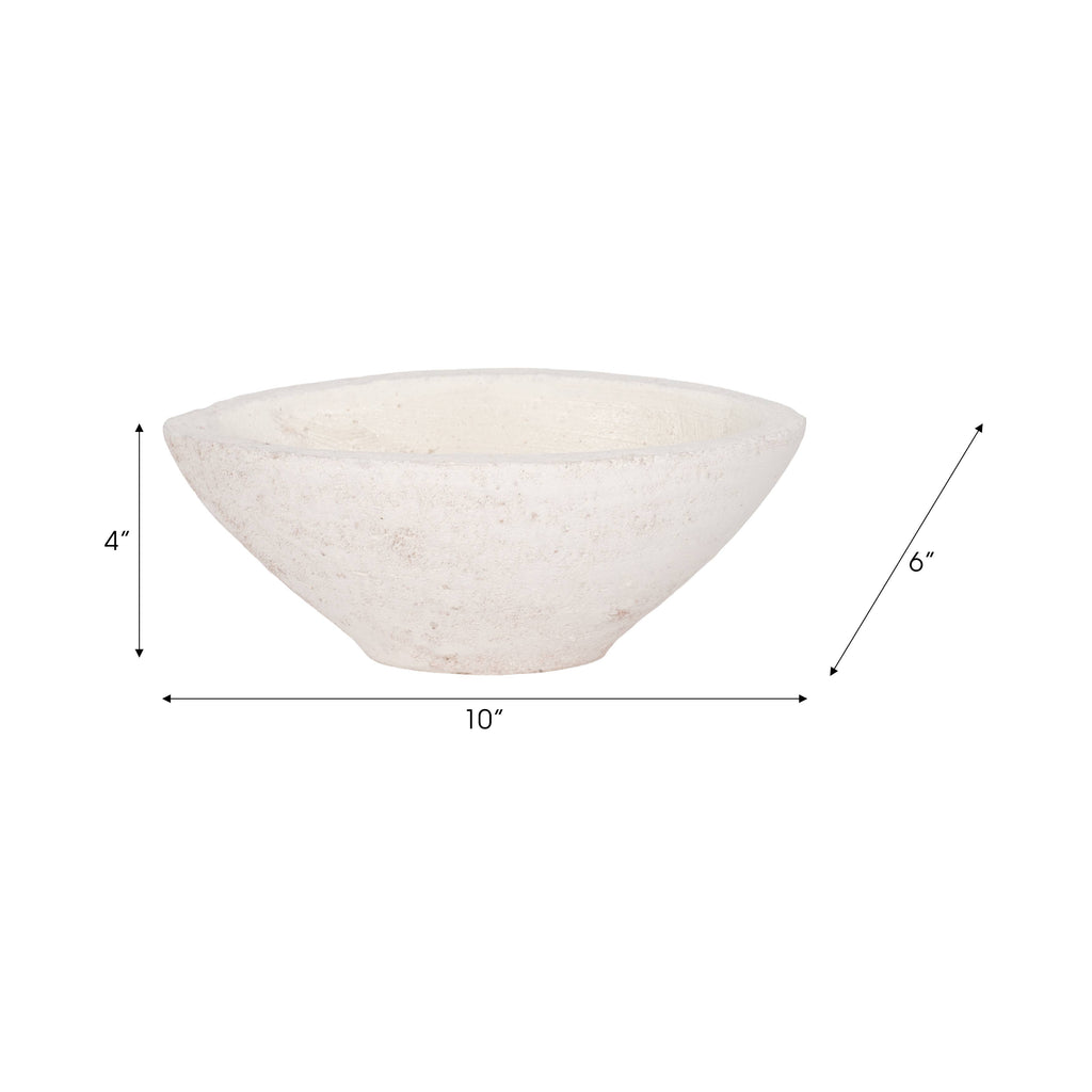 Ceramic Tapered Decorative Bowl Rough Finish - White, 10 in.