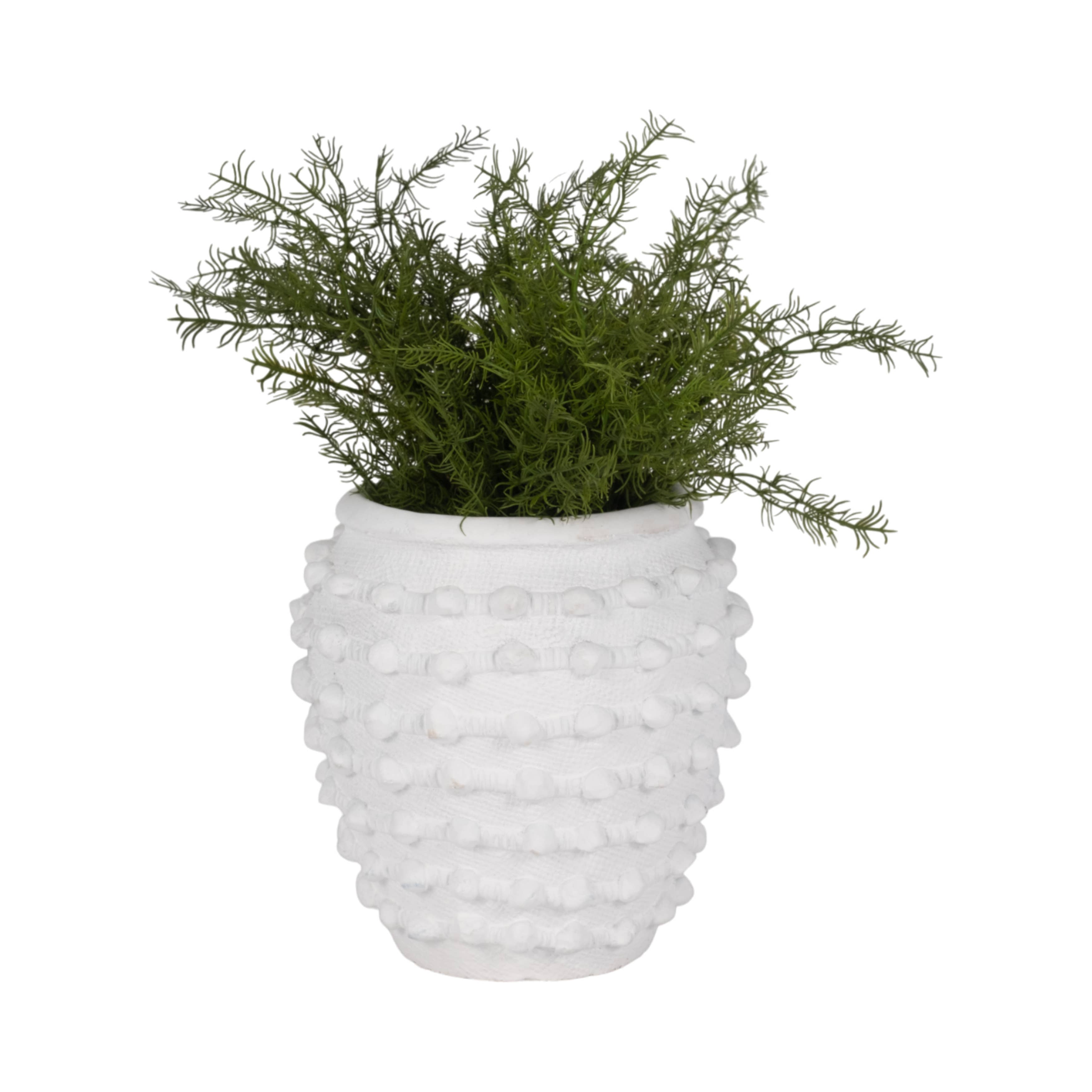 Ceramic Raised Textured Woven Knot Planter - White, 9 in.