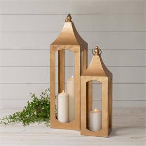 Metallic Gold Lanterns (Set Of 02)