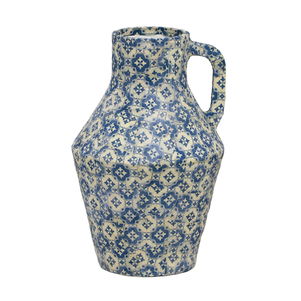 Blue cotton mache vase
