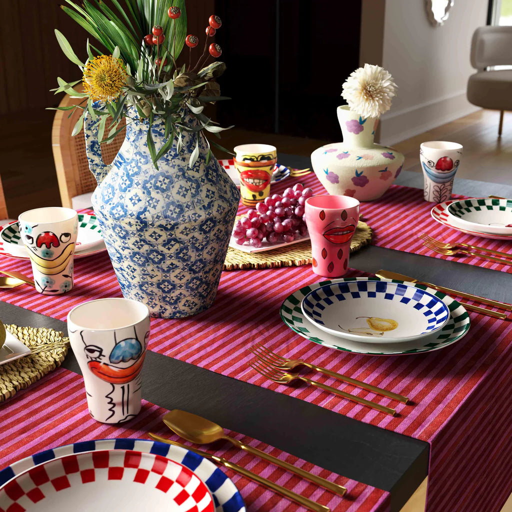 Blue cotton mache vase