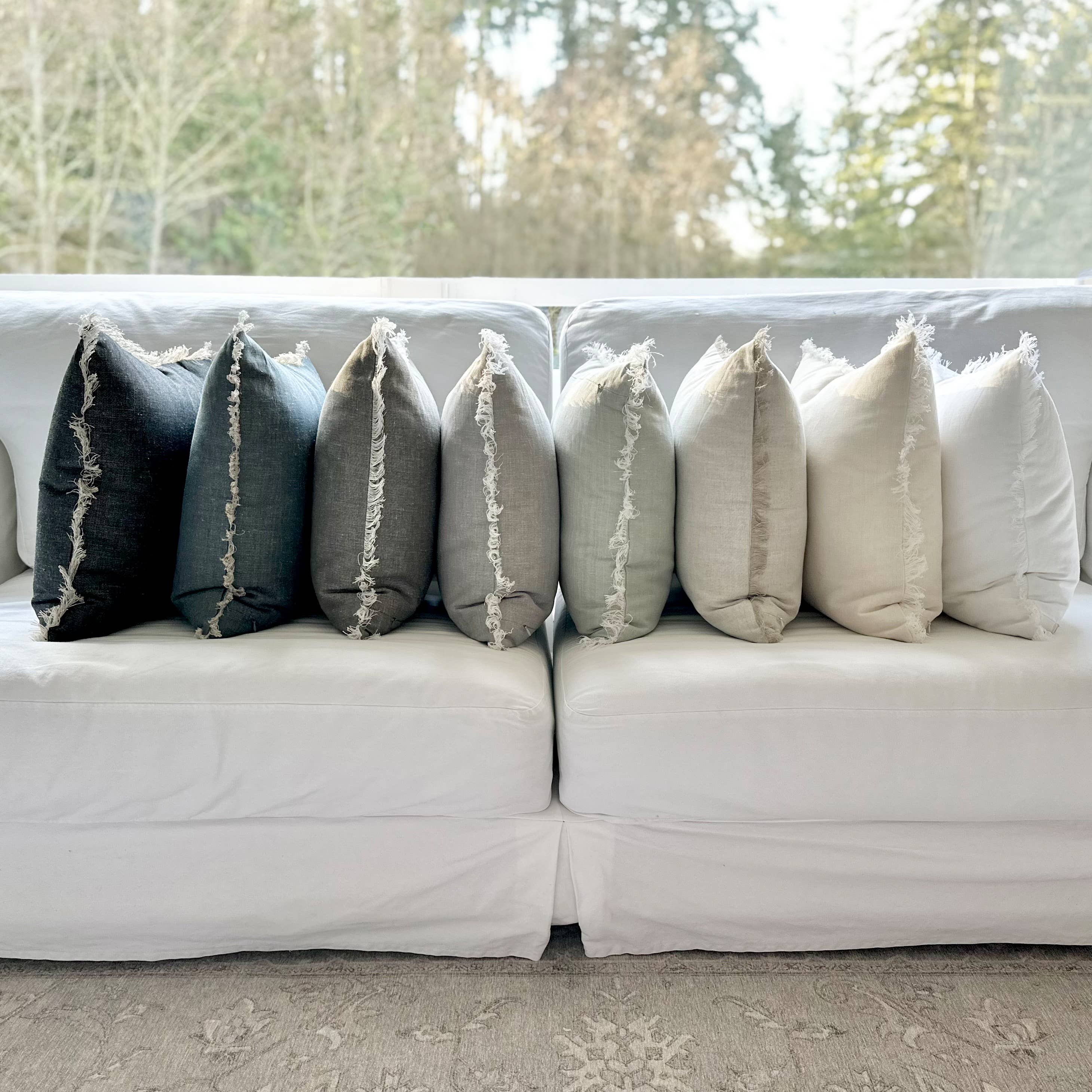 Fringe Pillow Covers - Stonewashed with Fringed Edge