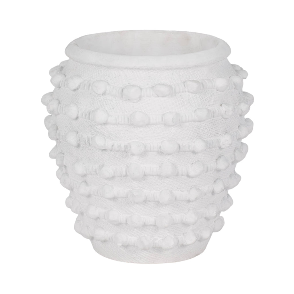 Ceramic Raised Textured Woven Knot Planter - White, 9 in.