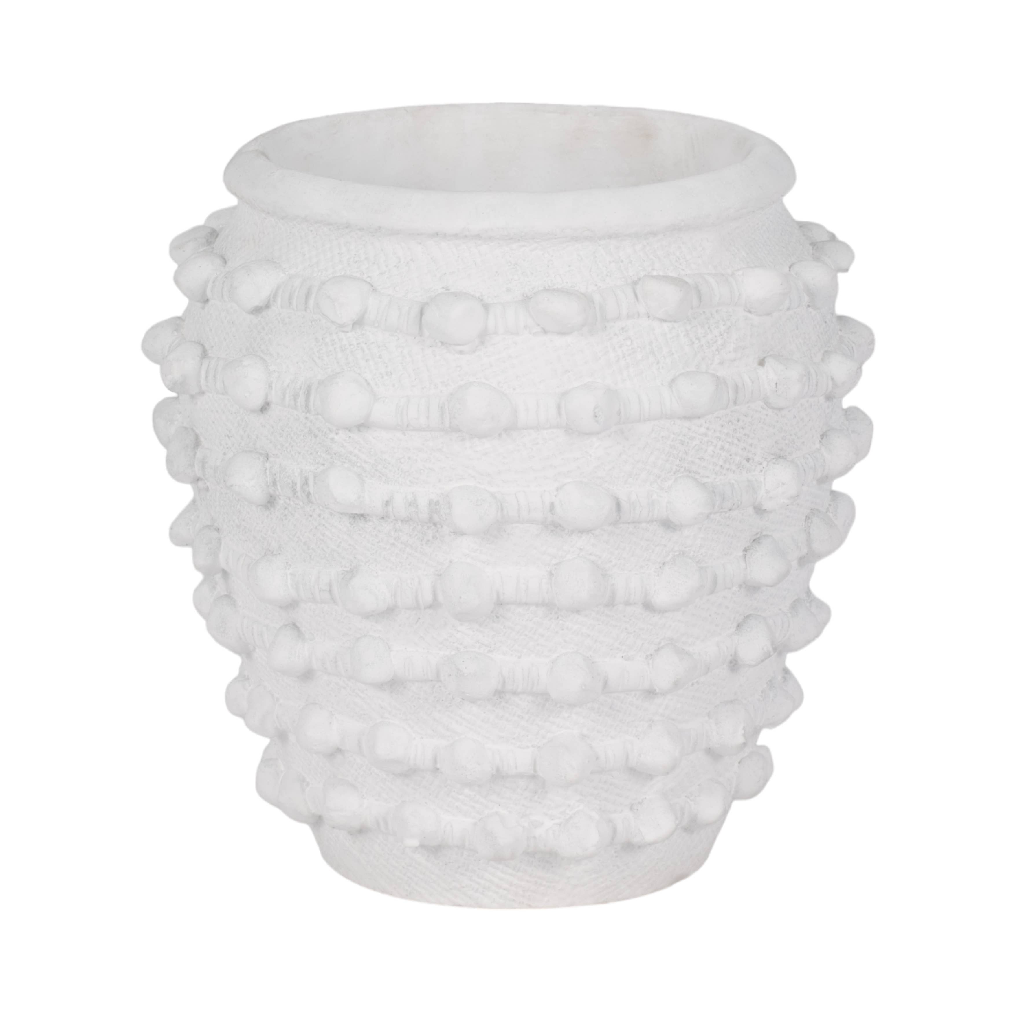 Ceramic Raised Textured Woven Knot Planter - White, 9 in.