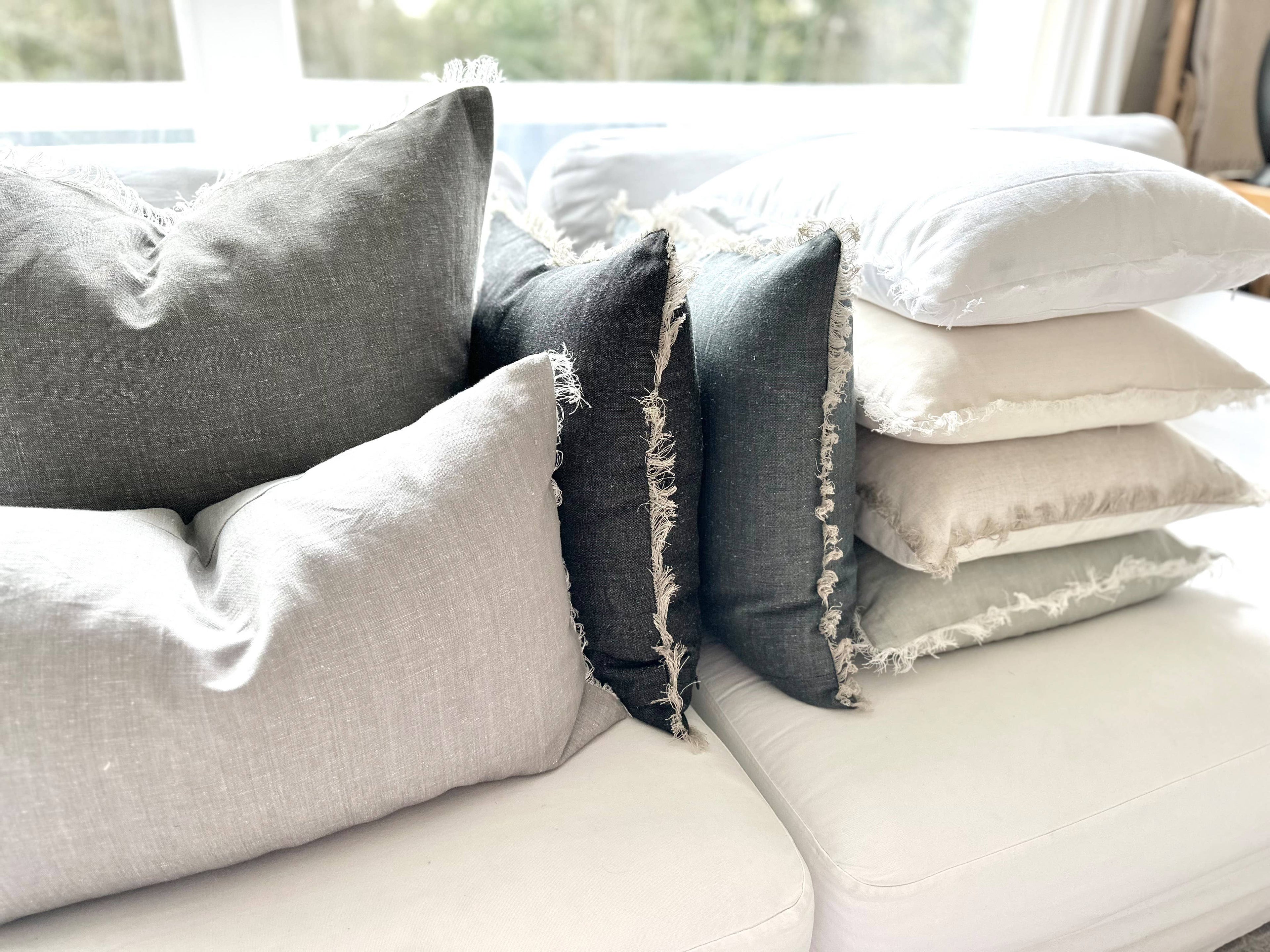 Fringe Pillow Covers - Stonewashed with Fringed Edge