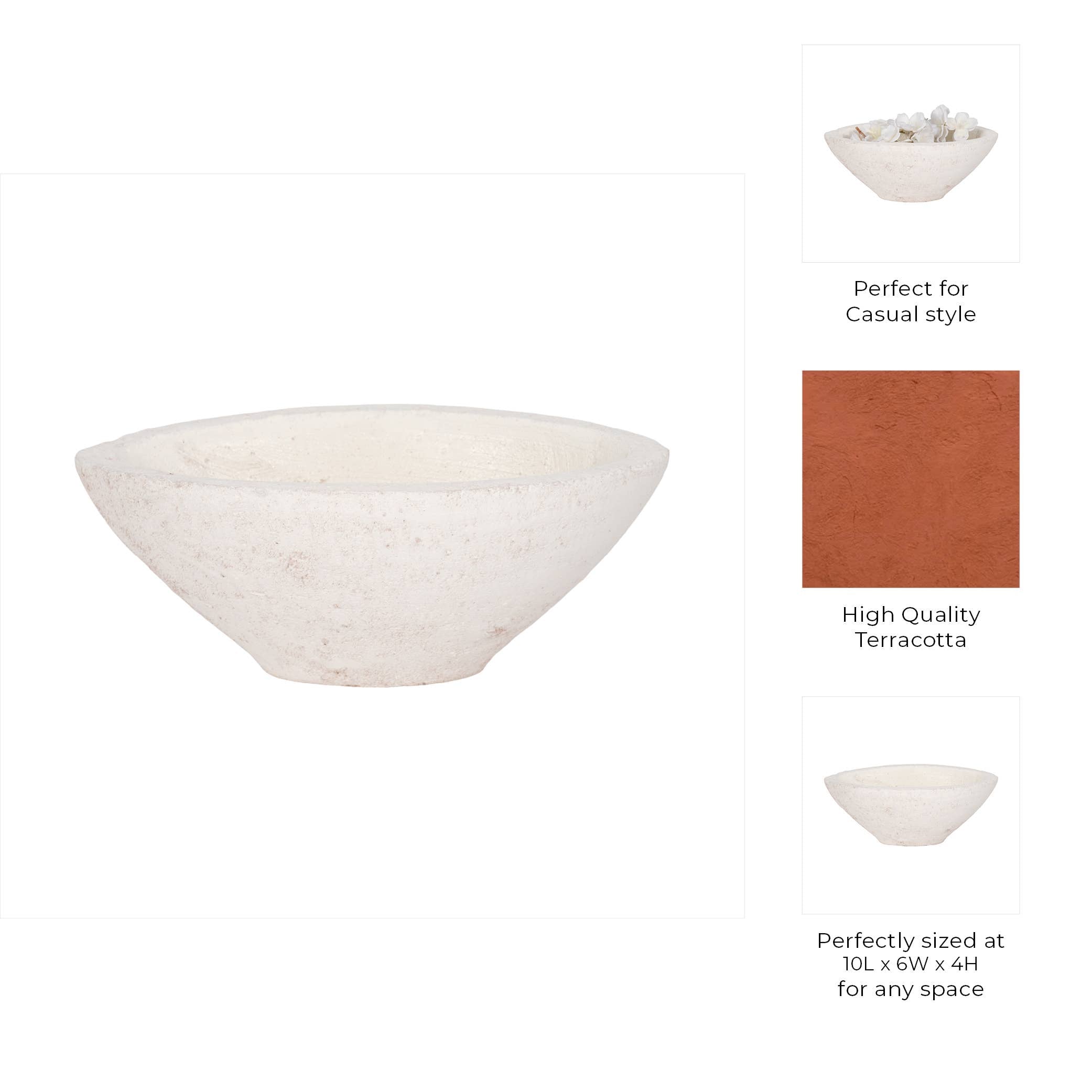 Ceramic Tapered Decorative Bowl Rough Finish - White, 10 in.