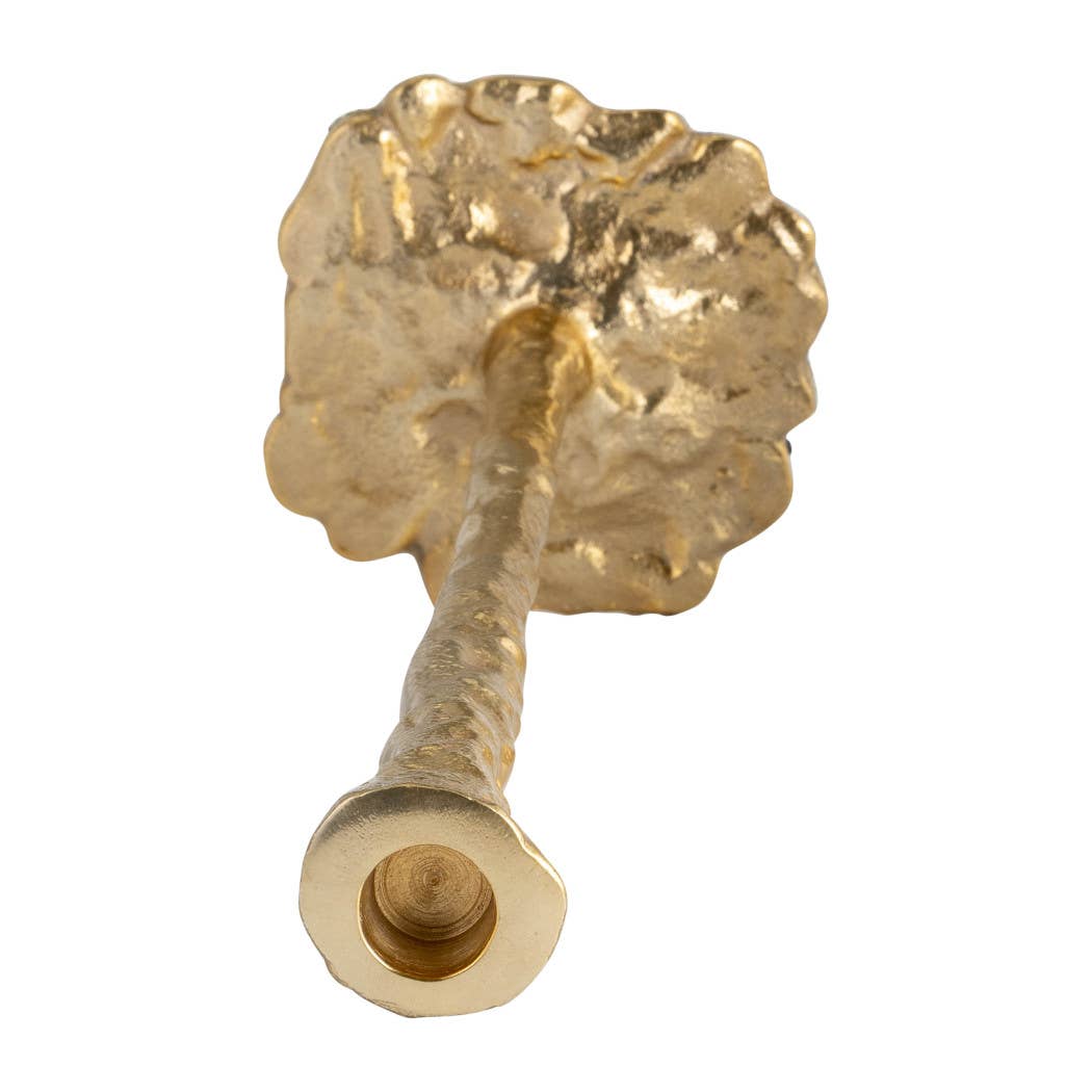 Metal Forged Taper Candle Holder with Base - Gold, 11 in.