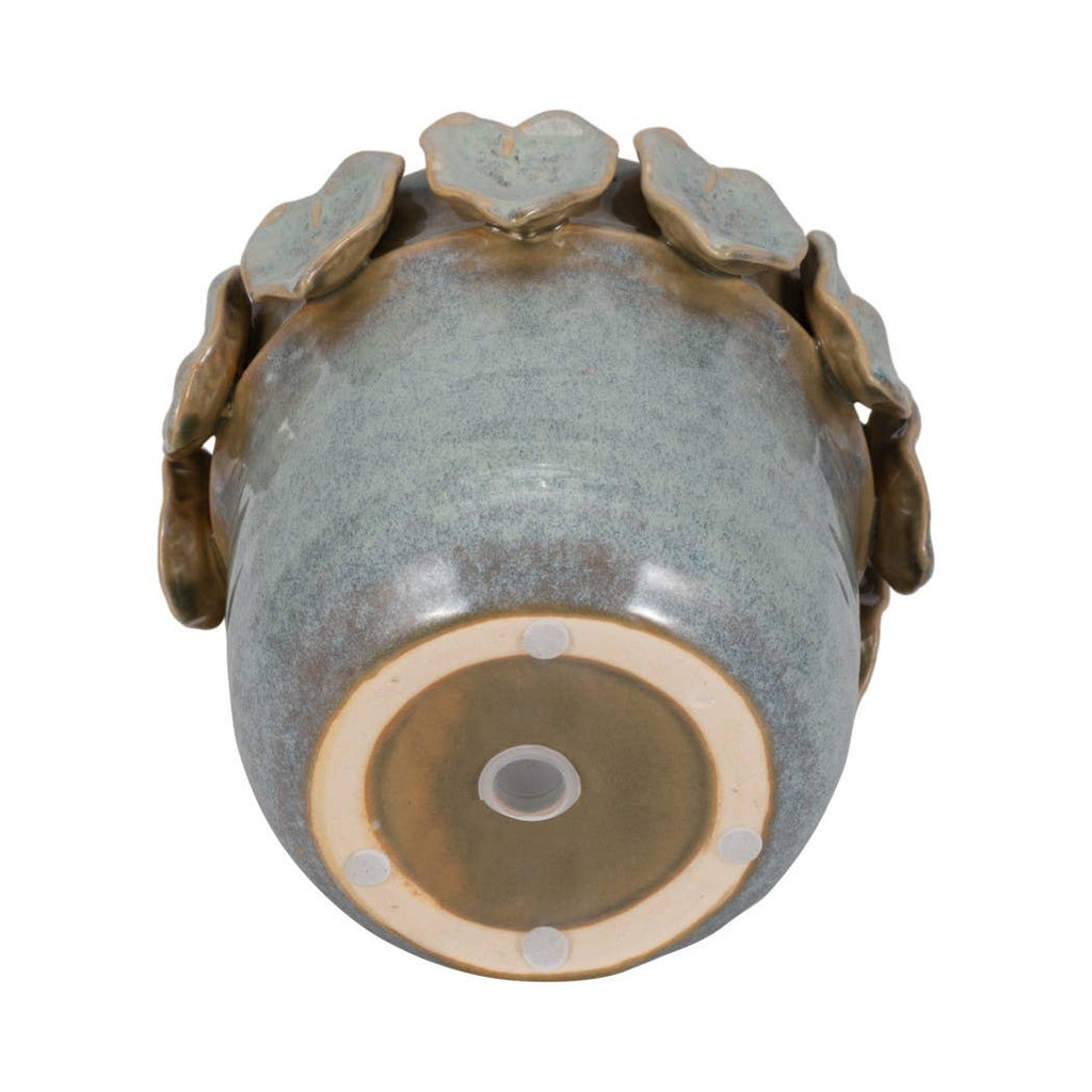 Ceramic Handcrafted Leaf Applique Planter - Seafoam, 6 in.