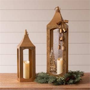 Metallic Gold Lanterns (Set Of 02)