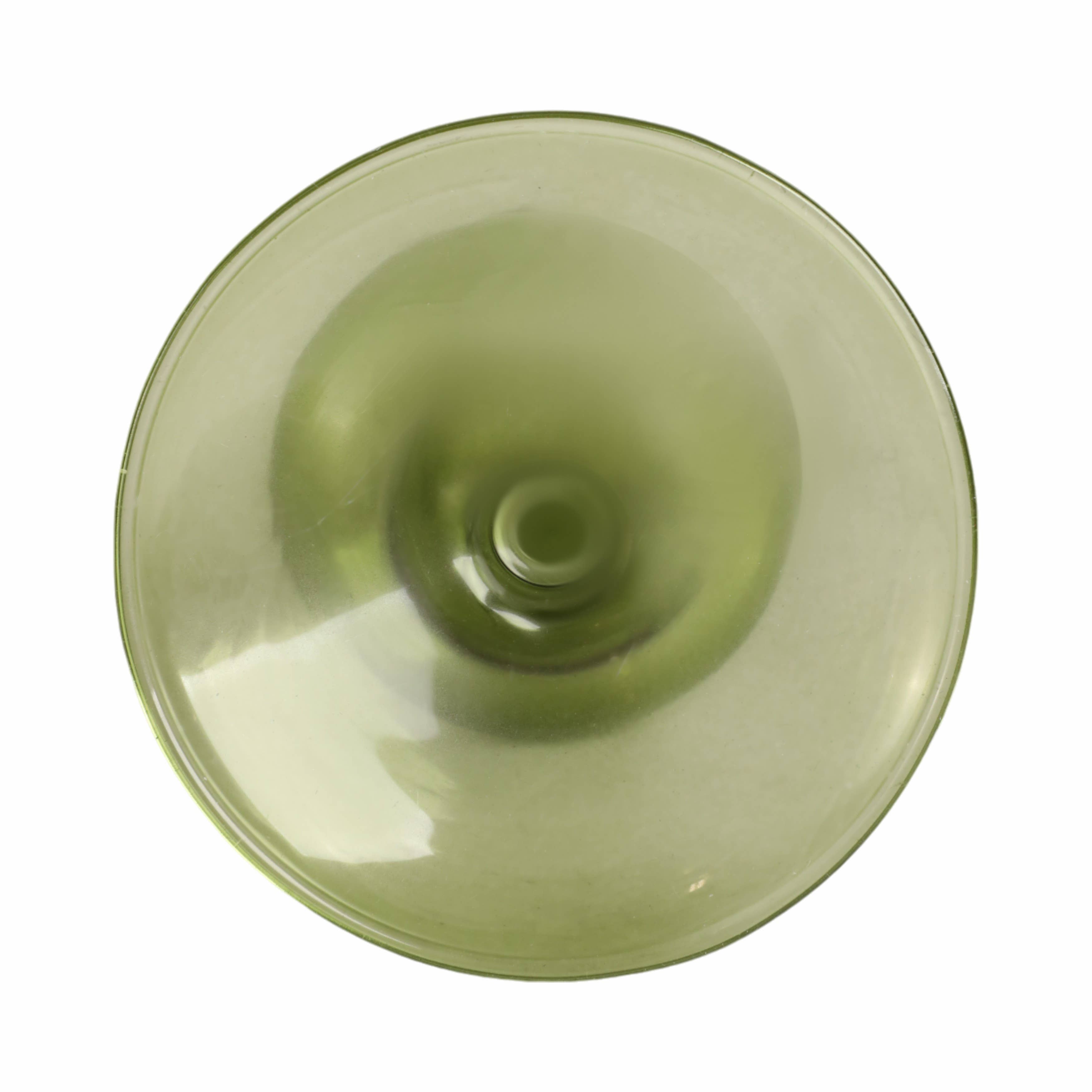 Glass Vintage Bubble Taper Candle Holder - Green, 7 in.