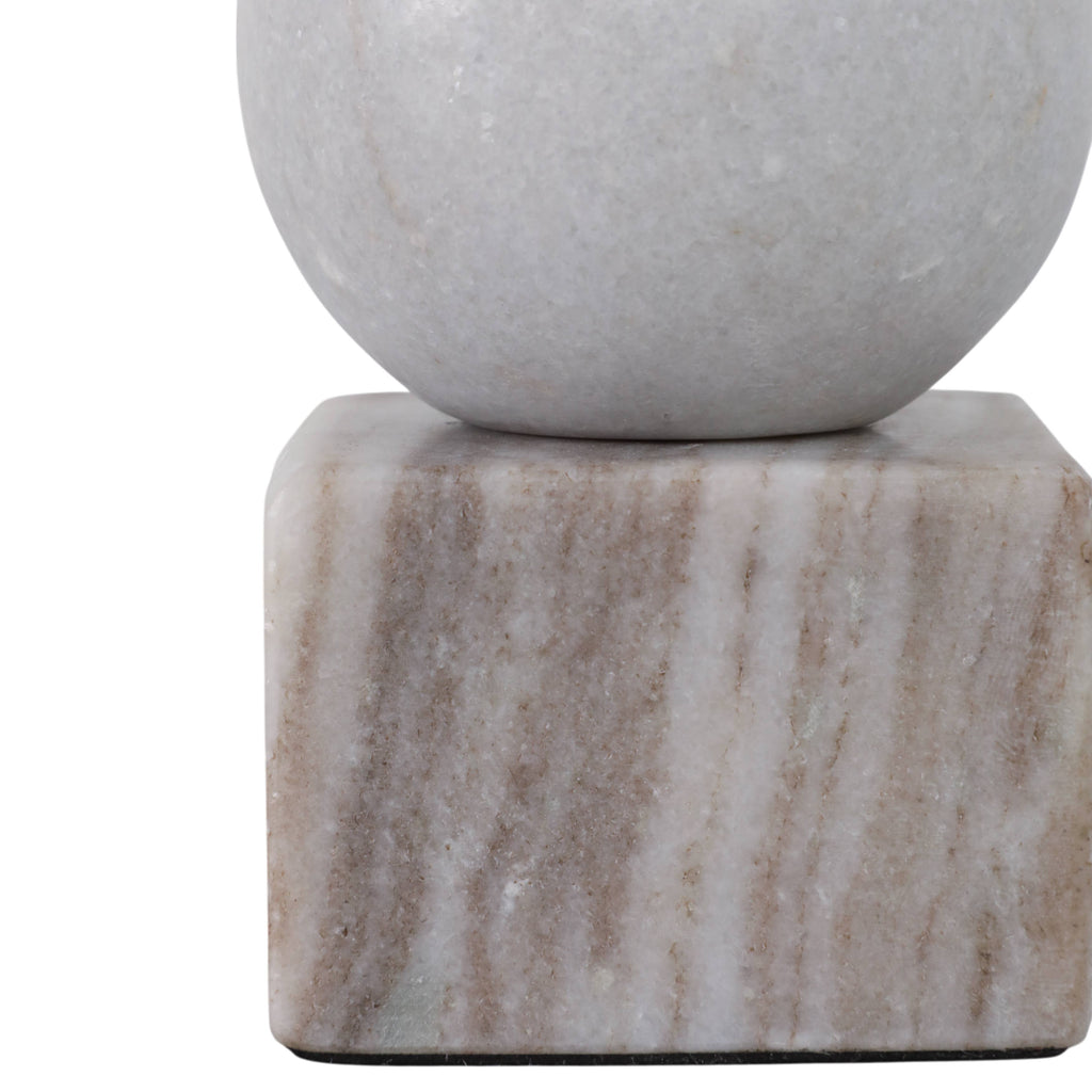 Marble Ball On Cube Taper Candle Holder - Gray, 5 in.