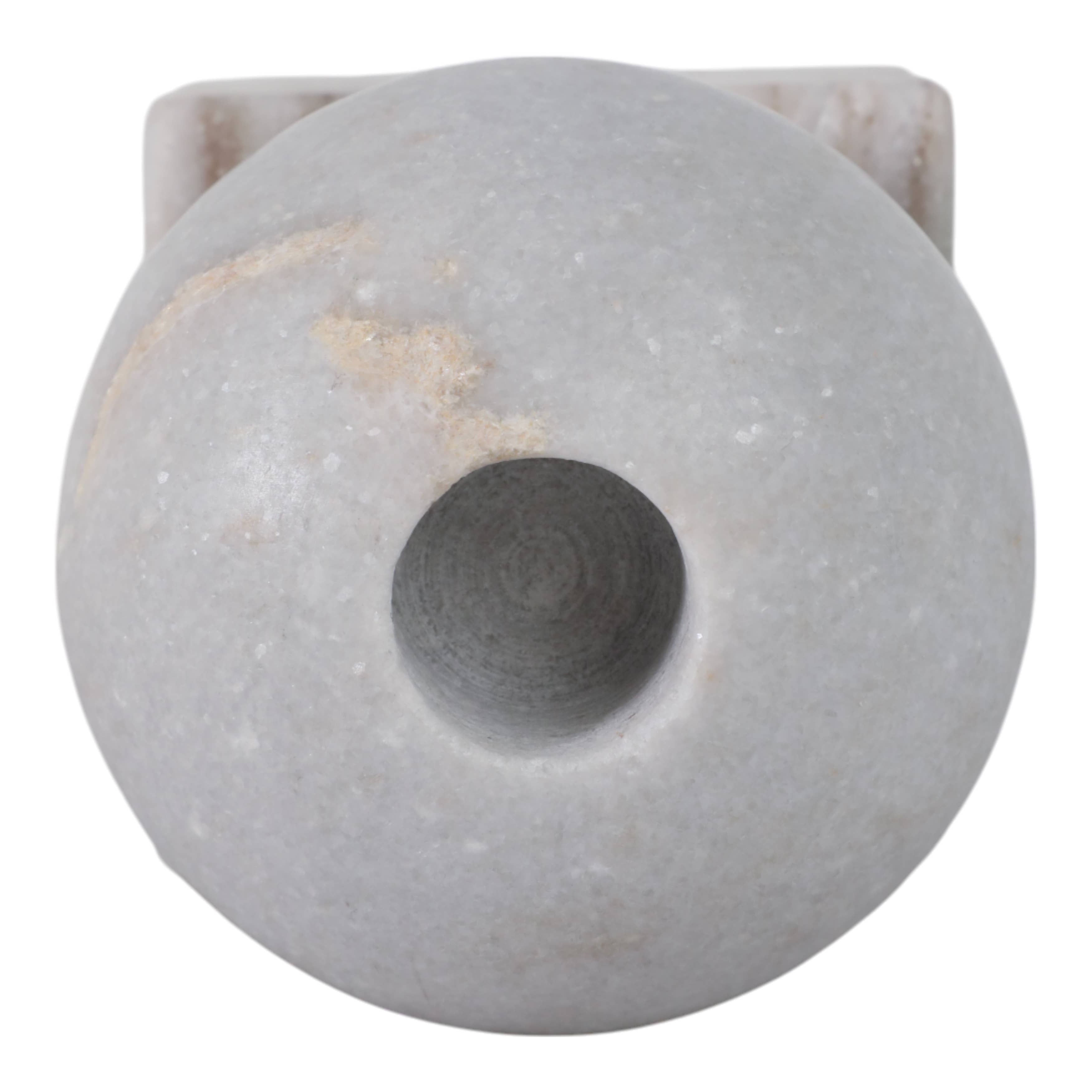 Marble Ball On Cube Taper Candle Holder - Gray, 5 in.