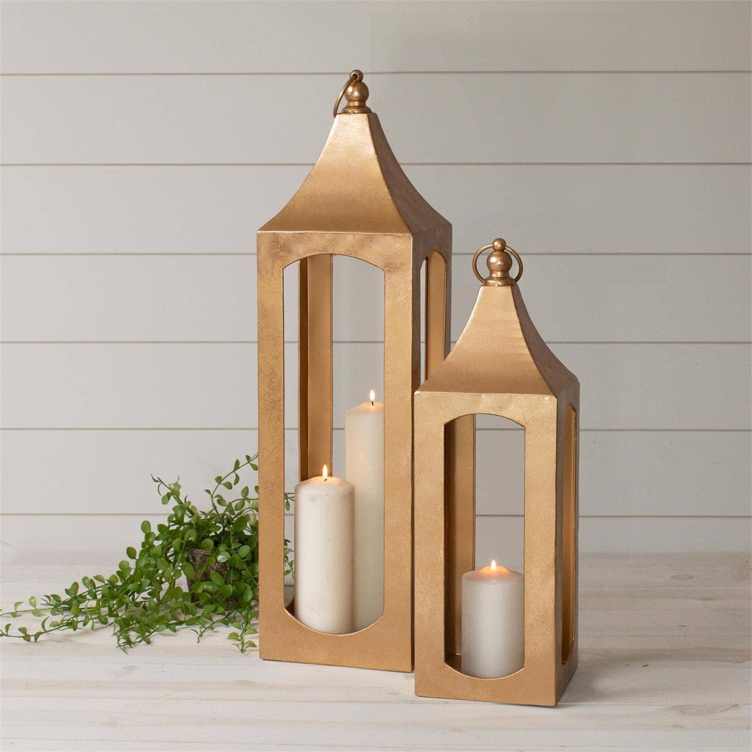 Metallic Gold Lanterns (Set Of 02)