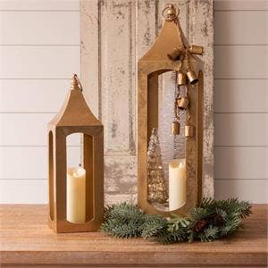 Metallic Gold Lanterns (Set Of 02)